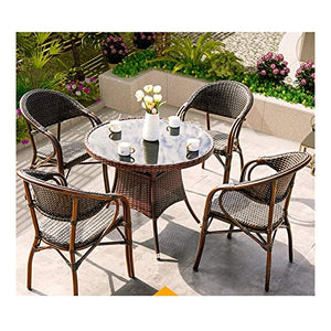 HLZY Tavolo in Vimini in Rattan mobili in Patio e Set Sedia, (4 Pezzi) Patio mobili Giardino Giardino mobili Set Tavolo Patio Rattan Tavolo da Pranzo Set da Tavolo in Vimini tavolino da caffè