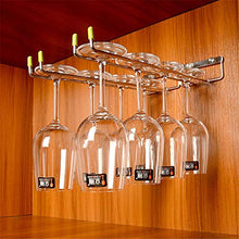 Huangjiahao - Porta Bicchieri da Vino da Parete, in Acciaio Inox, con 2 File di stemware per Cucina, Bar, casa