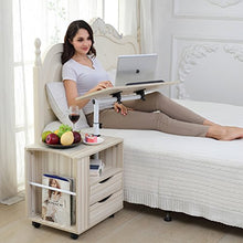 Emall Life Funzionale Comodino Comodino in Legno Regolabile con cassetti, Ruote e ripiano Aperto (Acero Bianco)