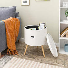 WOLTU TS50ws-1 Comodino Rotondo Contenitore Organizzatore da Letto Tavolino da Salotto in Legno Bianco