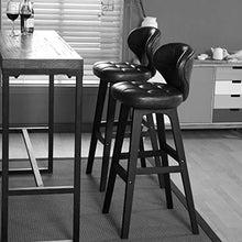 WGEMXC Sedia, Sedia Home Office, Sgabello Sgabelli da Bar in Legno Massello, Sgabello da Bar con Schienale, Impermeabile, Traspirante e Indossabile, con Sedia Schienale,Bianco + Legno,H61Cm