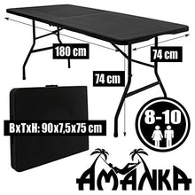 AMANKA Set di Mobili Giardino - Tavolo da 180 cm con 4 Sedie Gruppo di Seduta Pieghevole Rattan Look