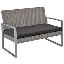 Outsunny Salotto da Giardino in Rattan, Set Mobili da Esterno con Divano da Giardino e Poltrona da Esterno, Grigio