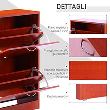 homcom Scarpiera Salvaspazio 2 Cassetti 2 Ripiani Regolabili 60x24x80cm marrone rosso