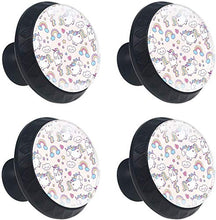 Simpatico cartone animato Unicorns Rainbow Clouds Pomelli per Porta Set di 4 Pomelli per Mobili Manopole per Cassetti Cucina Armadio Vetro