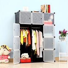 HENGMEI Armadio per guardaroba, sistema di scaffalatura, 12 scatole, scarpiera con porta (nero)