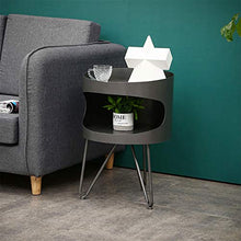 Bedside Tables Tavolino da caffè Rotondo Piccolo Comodino in Metallo Doppio Strato Soggiorno Camera da Letto Espositore per La Casa Mobili Semplici, 40X58CM(Color:Grigio Scuro)