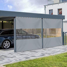 Tenda in vinile per esterni con pannello di telone trasparente, 510 g, resistente alle intemperie, per patio, esterni, con occhielli antiruggine, per pergola, portico, gazebo (8,36 x 9,02 W, grigio)