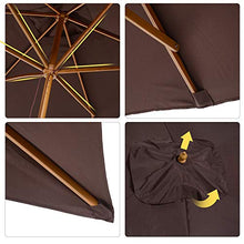 Outsunny Ombrellone Esterna da Giardino Spiaggia Parasole Impermeabile in Legno 2X 3X 2,5m Marrone
