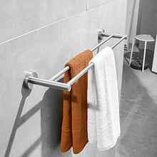 Leekayer Portasciugamani in acciaio inox, doppio braccio porta asciugamani in nichel spazzolato fissaggio a parete 60 cm