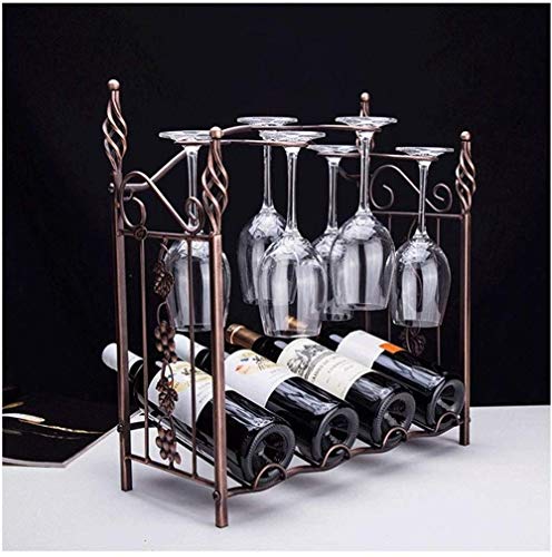 Porta Bottiglie E Vetro Cremagliera Del Vino Del Metallo Cremagliera Del Vino Creativa - Decorazioni Per La Casa, Può Contenere 4 Bottiglie Di Vino Rosso E 6 Bicchieri