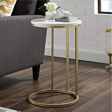 Yyqx Comodino Tavolino da Salotto Moderno Rotondo Rotondo for Salotto Tavolino da Salotto in Finto Marmo Bianco Oro Finto Comodini Letto