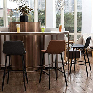 Sedie Da Bar Colazione Sala Da Pranzo Sgabelli Da Bar Cucina Isola Sgabelli Da Bar Con Poggiapiedi Moda Nordica Sedia Da Pranzo Per La Casa Decorazione Della Casa In Pelle-Nero_65 Cm