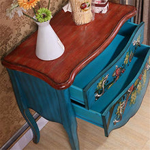 Cassettiera Dipinto di Vecchio Stile a Mano in Legno Comodino cassetti Tabella Comodino gabinetto Cassettiera Camera da Letto per Camera da Letto Soggiorno (Color : Blue, Size : 69x37x80CM)