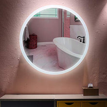 YIFAA Specchio da Bagno Rotondo A Muro con LED Illuminato, Antiappannamento, da Parete per Bagno, Camera da Letto, Hotel, Salone di Bellezza (Luce Bianco - A, 60CM)
