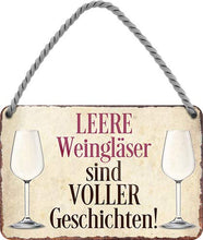 Targa in metallo con scritta divertente "Vino vuoto" in stile rétro, idea regalo per compleanno, Natale, cantina, vino, vino, 18 x 12 cm