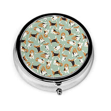 Scatola rotonda per medicina portatile, mini pillole in metallo, dispenser per pillole, borsa da tasca, regalo da viaggio, beagle scatter, menta