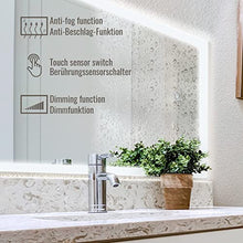 Aquamarin® Specchio Retroilluminato da Bagno - 120 x 60 cm, A++, Controluce Bianca Fredda/Calda/Neutra, a Touch, Antiappanamento - LED Rettangolare, da Parete, con Illuminazione (100 x 60 cm)