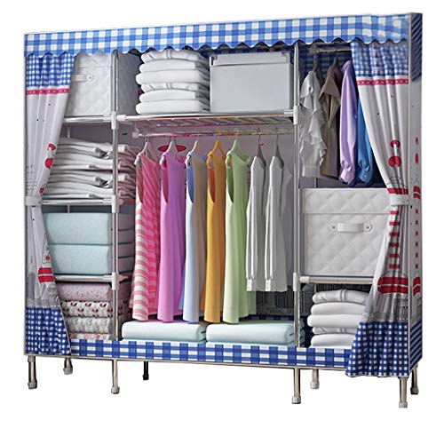 Locker Stoccaggio di Tela Armadio Organizzatore Vestiti Appesi Affitto Casa Portatile Robusto da Letto Scaffalature Metalliche in Camera 150X46X175CM MUMUJIN