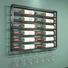 LLT Wine Rack, Della Novità Della Decorazione Della Parete Rack, Wine Rack Mensola Di Vetro a Parete Rack Bottiglia Del Metallo Ferro Vino e Supporto Di Vetro Di Immagazzinaggio Mensola Nero 75 × 10
