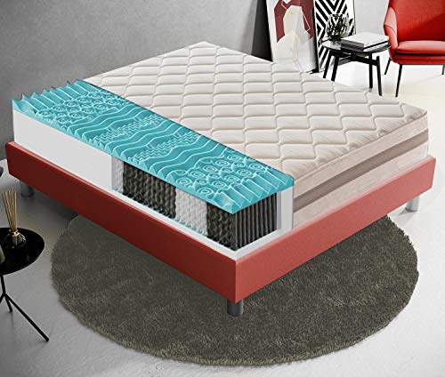 Materasso Singolo a Molle indipendenti insacchettate con Strato in Memory da 3 cm 9 Zone differenziate Ortopedico - Ergonomico - Antibatterico - Antiacaro 90X200