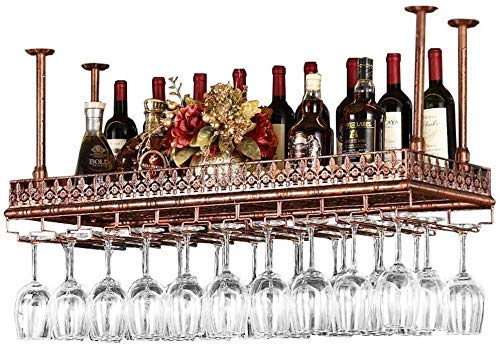 Portabottiglie da Vino Squisito Supporto da Appendere per Bottiglia di Vino Regolabile in Altezza a soffitto Supporto in Vetro per Vetro in Ferro in Metallo Supporto per Bicchieri in Vetro Portabicc