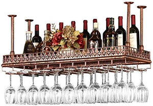 Portabottiglie da Vino Squisito Supporto da Appendere per Bottiglia di Vino Regolabile in Altezza a soffitto Supporto in Vetro per Vetro in Ferro in Metallo Supporto per Bicchieri in Vetro Portabicc