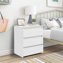 Cassettiera 3 Cassetti Bianco, Comodino Tavolino Camera da Letto, Comodini Bianchi Camera da Letto Moderni, Comodino Tavolino per Soggiorno, 45x38,2x56 cm