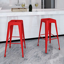vidaXL 2X Sabelli da Bar Quadrati Rossi Acciaio con Poggiapiedi Sedia Cucina