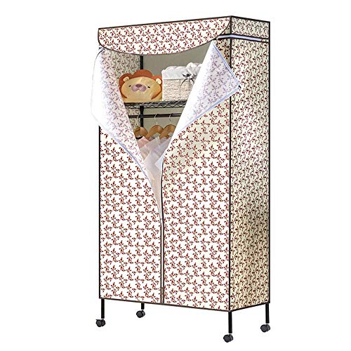 LTLZDYG Armadio, Armadio Armadio Assemblaggio 3 Griglia Armadio Semplice, Camera da Letto Armadietto Armadio ripiano in Acciaio al Carbonio + Ruota Universale 90 × 45 × 170CM