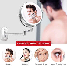 Specchio cosmetico illuminato a LED con ingrandimento 1x / 10x Touchscreen Specchio per il trucco dimmerabile Specchio per il trucco Specchio a parete orientabile a 360 ° Montaggio a parete pieghevole