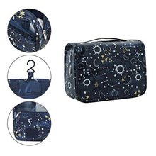 TREESTAR Strisce Floreali Borsa da Viaggio Impermeabile Custodia di Grande capacità Caso Cosmetico Borsa Cosmetica per Il Lavaggio Portatile con Gancio per Uomini Donne Che Viaggiano (Navy)