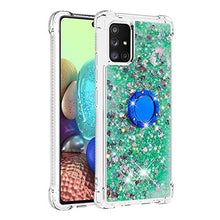 Custodia Samsung Galaxy A71 5G Squillo della Base del Telefono TPU Brillantini Diamond Liquido Telefono Bumper Case（Amore Verde）