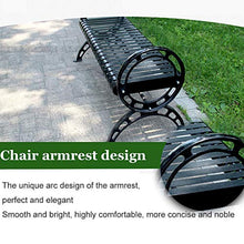 Panca da giardino per il tempo libero all'aperto, Panchina da parco a 2-3 posti con bracciolo circolare, Banchi decorativi per portico con struttura in acciaio robusto , seduta in metallo nero