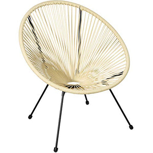 TecTake 800730 Set di 2 Sedie Acapulco con Tavolo, Poltrone da Relax, Robusto Telaio in Acciaio, Stile retrò, Outdoor Giardino Terrace -Disponibile in Diversi Colori (Beige | No. 403310)