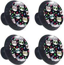 Cartoon Cat Head withes Black Pomelli per Porta Set di 4 Pomelli per Mobili Manopole per Cassetti Cucina Armadio Vetro