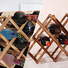 MKSI Portabottiglie da Cucina, Portabottiglie Vino Pieghevole in Legno, Espositore per Vino, Portabottiglie Diamond per Bar, Cantina, Armadietto, Dispensa (10 Bottiglie)