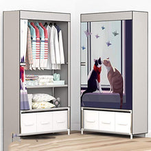 Zdhyc Semplice Armadio Armadio con Cassetto Portable Curtain Pieghevole per l'Abbigliamento Armadio Telaio Rinforzato Minimalista Mobili Camera da Letto