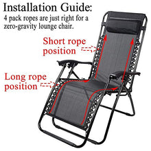 POFET - Cordini di ricambio universali per sedia a gravità zero, reclinabili da giardino, sedie a sdraio e sedie elastiche, confezione da 4, colore: nero
