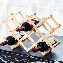CODIRATO Portabottiglie Pieghevole in Legno Scaffale per Bottiglie di Vino e Birra Cantinetta Vino per 10 Bottiglie di Stoccaggio(45 * 31CM)