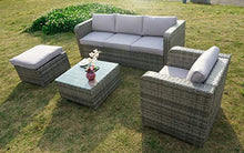 Set di divani a 5 posti con parapioggia in rattan, set di mobili da giardino, patio da esterno, colore: grigio