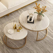 Tavolini sovrapponibili,Tavoli e tavolini, Console e tavoli da divano, Tavoli con piedistallo Tavolino rotondo da scrivania, elegante tavolo da tè in 2 pezzi, tavolino impilabile con piano in marmo,