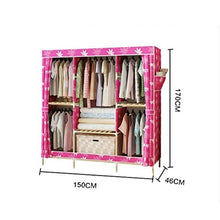 LyMei Armadio Solido Armadio Semplice Assemblaggio Guardaroba Armadio Pieghevole in Legno Oxford Rivestimento in Tessuto Lavabile,B_150*46 * 170CM