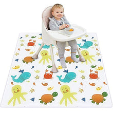 Plartree Tappetino seggiolone bimbi,130 * 130cm Tappeto per il Seggiolone,Seggiolone Play Picnic Mess Mat Tovaglia Neonato Salva Pavimenti Tappeto Antispruzzo Lavabile Impermeabile