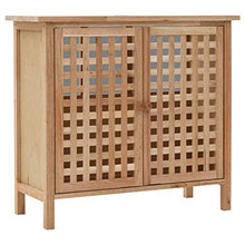 vidaXL Legno Massello di Noce Mobiletto per Lavello con Specchio Pratico Elegante Arredi Bagno Armadietto Sottolavello con 2 Ante Colore Naturale