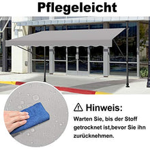 LZQ Tenda da sole a morsetto per balcone, retrattile manuale, regolabile in altezza, resistente ai raggi UV, senza forature, 100% poliestere (300 x 120 cm, grigio)