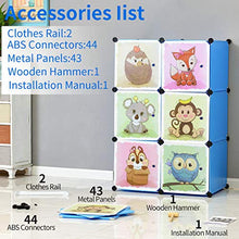 BRIAN & DANY Armadio Modulare Bambini, Portatile Guardaroba, Armadietto in Moduli Plastici, 8 Cubo e 2 Aree di Sospensione, Blu, 110 x 47 x 147 cm