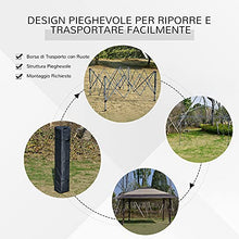 Outsunny Gazebo da Giardino Pieghevole 3.96x3.96m in Metallo, Gazebo Portatile con Borsa da Viaggio, Cachi