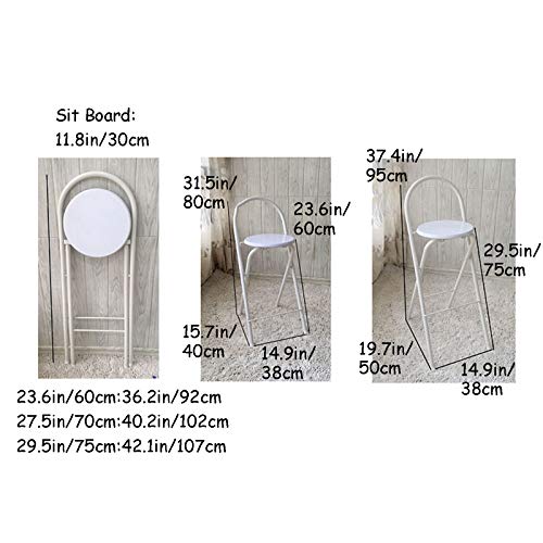 Sgabello Da Bar Pieghevole - Altezza 70 Cm, Diametro 31 Cm | Portata 100 Kg, Metallo/Plastica | Nero O Bianco - Foto 6