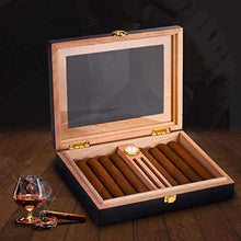 SMEJS Cigar Humidor, Cedar Cigar Desktop Box con umidificatore e igrometro, Piano in Vetro for 15 (10-15 Cigars)